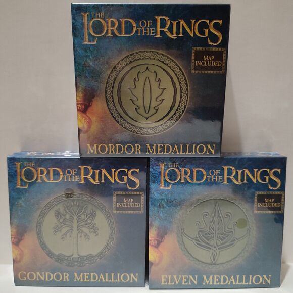 The Lord Of The Rings Gondor Mordor & Elven Medallions Set Official Figurines - Picture 1 of 8